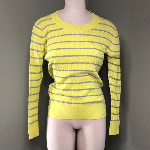 Banana Republic Sweater Ribbed Yellow Stripe Cotton Rayon Small EUC - Picture 1 of 8
